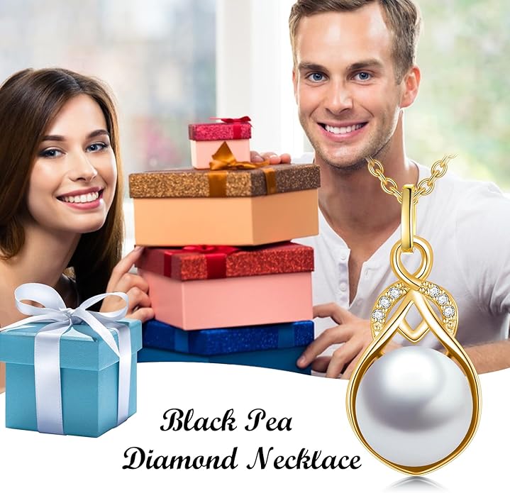 NFYBD 14K Gold Pearl Necklace for Women,9mm Freshwater Cultured White Pearl Pendant Necklaces Jewlery Gifts for Her Wife Mom Present for Anniversary Birthday Mothers Day 16+1+1