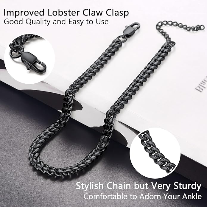 PROSTEEL Stainless Steel Chain Anklets for Women, Silver/Gold Tone, Ankle Bracelets Hypoallergenic, 8-10.5 Inch Adjustable, Come with Box