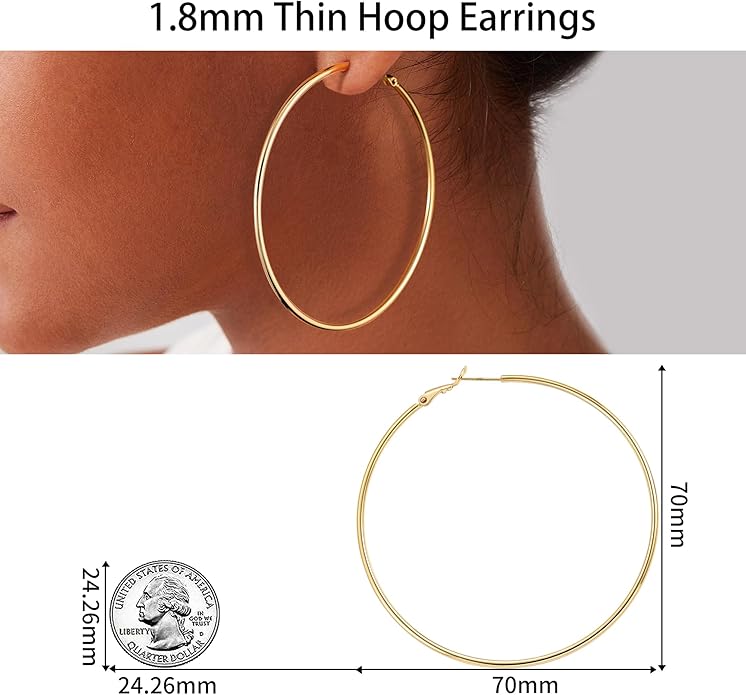 Gacimy Gold Hoop Earrings for Women 14K Gold Plated, 925 Sterling Silver Post Hypoallergenic Earrings Hoops for Women