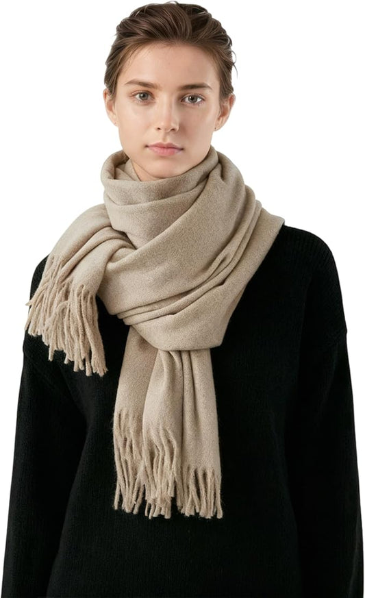 Temminc Winter Scarf for Women - Soft Warm Pashmina Shawl Wrap, Lightweight Fashion Blanket Travel Shawl, Solid Color Scarf