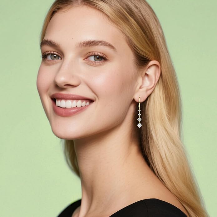 Moissanite Drop Dangle Earrings for Women 925 Sterling Silver Leverback Earring D-E Color VVS1 Clarity Hypoallergenic Jewelry Promise Birthday Christmas with Certificate