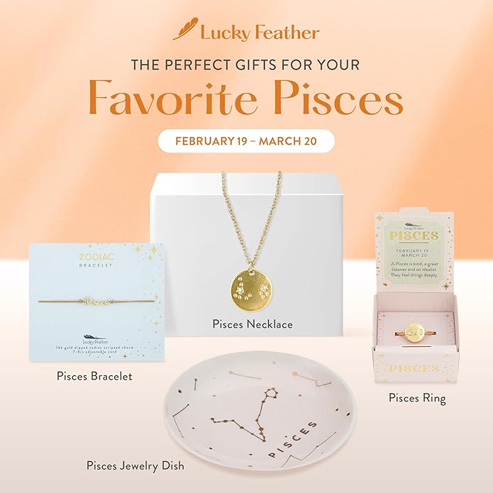 Lucky Feather Zodiac necklaces for women | Scorpio 14K Gold-Plated Astrology Pendant for Girls | Horoscope Sign Zodiac gift | Great Christmas Stocking Stuffer | Trendy Birthday Jewelry Gift | 16” - 18”