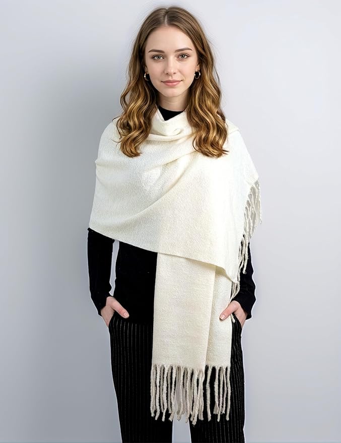 Achillea Warm Cashmere-Feel Winter Scarf – Thick Pashmina Shawl Wrap for Cold Weather