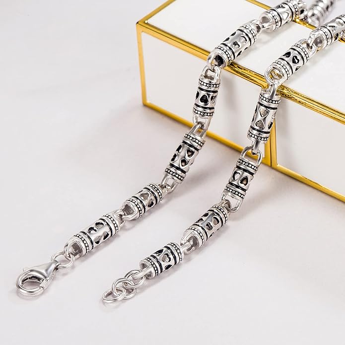 Dankadi Vintage Chic 4.5mm Curb Mens Necklace -925 Sterling Silver Cylindrical Box Chain Italy Jewelry -Neck Link Chains For Man Women 20" 22" 24" inch