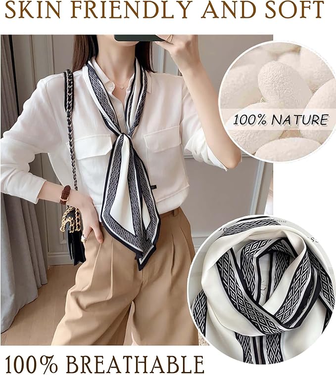 Dailyacc Hair Scarf for Women Fashion Silky Satin Headscarf Wrap Breathable Lightweight Neck Scarves For Handbag