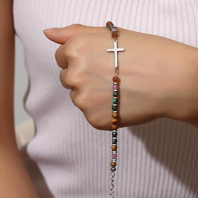TONY & SANDY Christian Cross Bracelet for Women, Stocking Stuffers for Women, Confirmation Baptism Easter Gifts, Unique Gift for Friends Daughter Mom Sister in Christ on Birthday Christmas