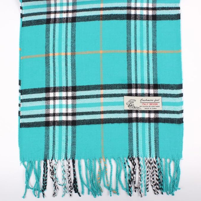 TZ Promise Tartan Plaid Cashmere Feel Classic Soft Luxurious Winter Scarf For Men Women