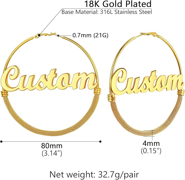 PROSTEEL 30/40/60/80/100mm Chunky Hoop Earrings For Women Gold Plated/Black Stainless Steel Hoops Earrings Statement Jewelry