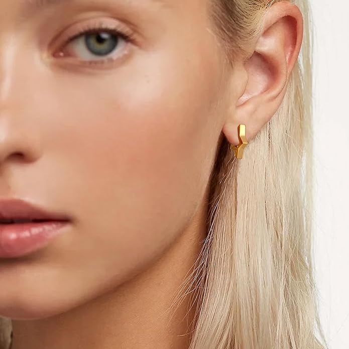 Gacimy Gold Huggie Hoop Earrings for Women 14k Gold Plated, Small Hoop Earrings for Women, 1/2 Inch Yellow Color Earrings for Women