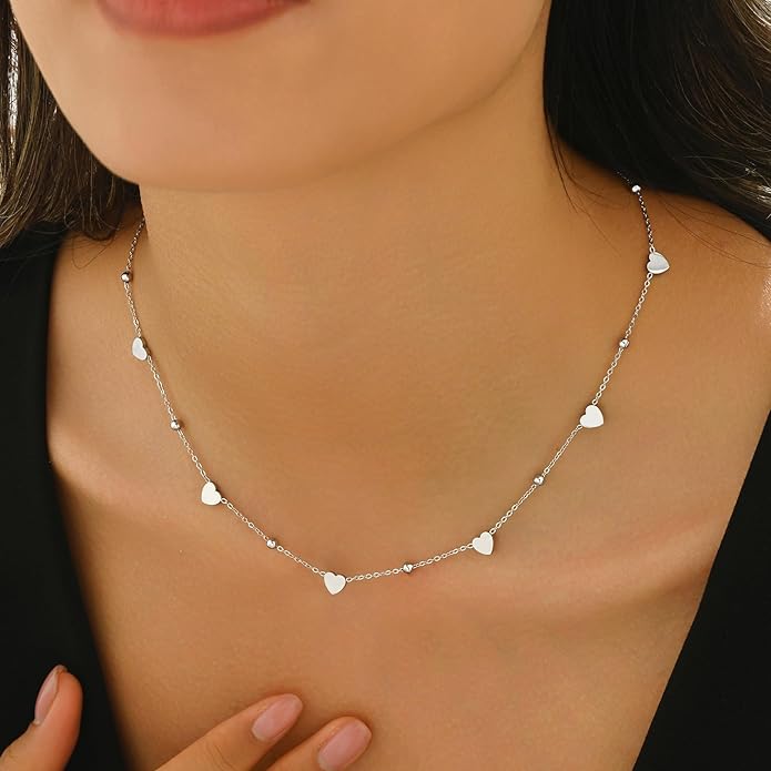 Gold Chain Necklace for Women 18K Gold Plated Stainless Steel Necklace Dainty Star Cross Heart Choker Chains Simple Delicate Minimalist Trendy Jewelry