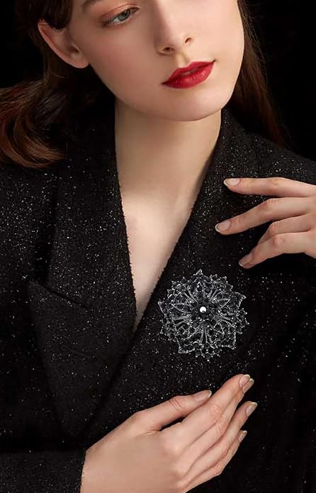 Rhinestone Bauhinia Flower Brooch Pin - Elegant Clothing Accessory for Women - Big Crystal Flower Brooch for Christmas, Halloween, Birthday, Party, Wedding Costume Jewelry