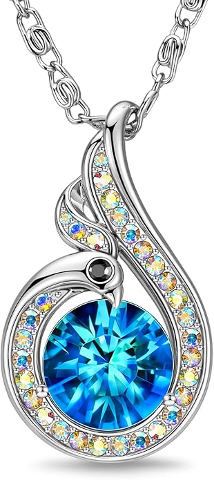 Kate Lynn Rise From the Ashes Phoenix Necklaces for Women, White Gold Plated Crystal Jewelry, Birthday Gift for Women, Symbol of Luck and Renewal, 18+2 inch, Packaged with Jewelry Box