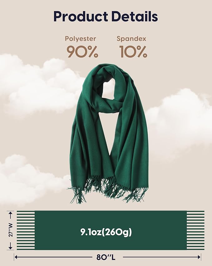 maamgic Women's Winter Scarf Soft Warm Scarf for Women Cozy Shawl Wraps for Women Lightweight Pashmina Style Wrap