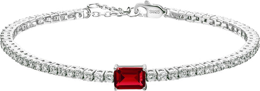 18K White/Yellow Gold Plated Silver Bracelet With Lab Grown Sapphire/Emerald/Ruby Surrounded With Lab Grown Diamond/Moissanite, Bracelet For Women Comes With Gift Box