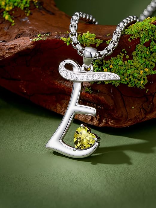 Christmas Gifts for Women Alphabet A to Z Initial Birthstone Pendant Necklaces for Women - 18k White Gold Plated Personalized Name Jewelry Valentine Mothers Day Birthday Gifts for Women Her Girlfriend