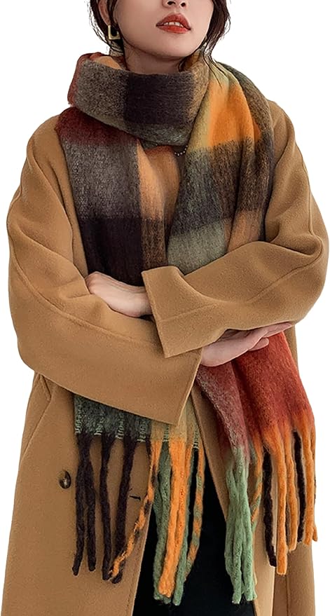 Wander Agio Winter Women Warm Scarf Long Shawl Large Scarves Cold Weather Thick Blanket Scarfs Colorful Plaid