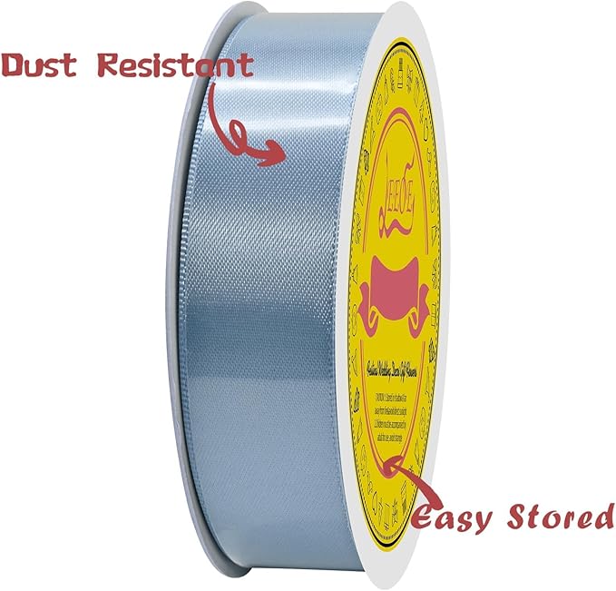 LEEQE Double Face Dusty Blue Satin Ribbon 7/8 inch X 25 Yards Polyester Dusty Blue Ribbon for Gift Wrapping Very Suitable for Weddings Party Hair Bow Invitation Decorations and More