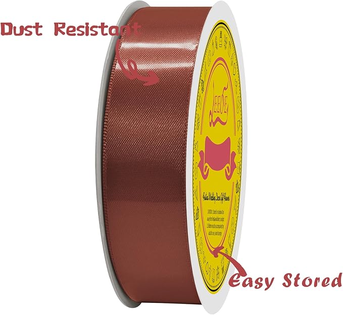 LEEQE Double Face Rust Satin Ribbon 7/8 inch X 25 Yards Polyester Rust Ribbon for Gift Wrapping Very Suitable for Weddings Party Hair Bow Invitation Decorations and More