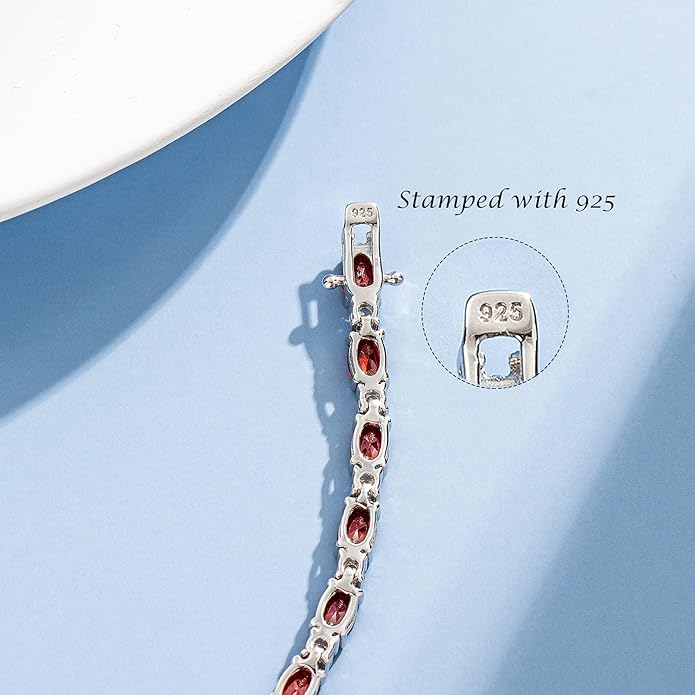 FANCIME Birthstone Bracelets Sterling Silver Tennis Bracelets Charm Fine Jewelry Birthday Gifts for Women 7"