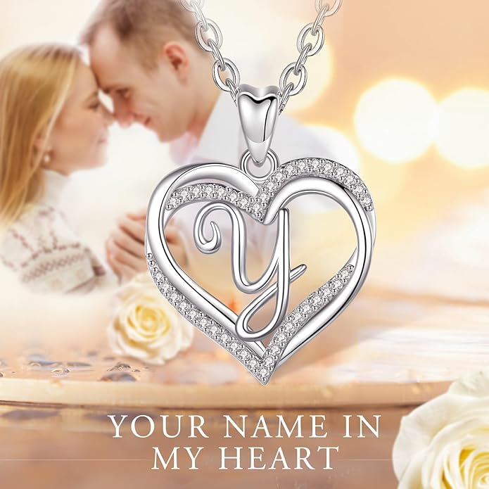 INFUSEU Unique Initial Necklaces for Women Girls Small Heart Letter Jewelry, Meaningful Personalized Gifts
