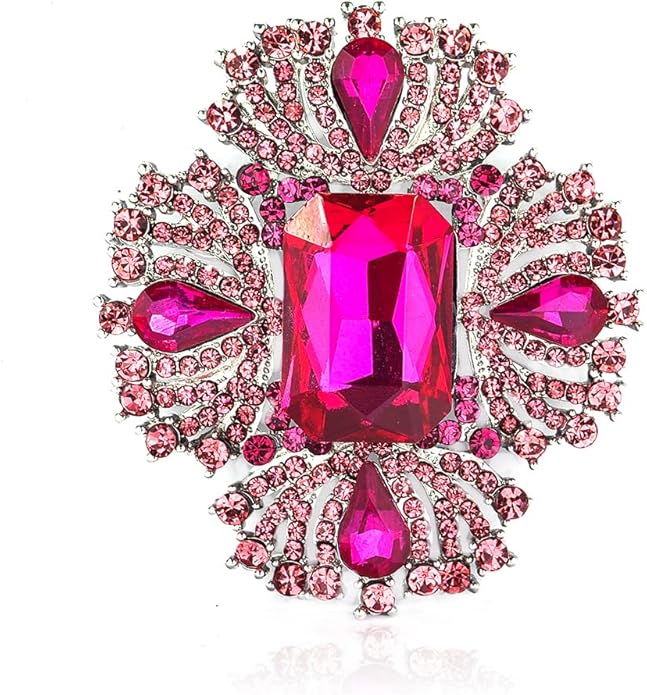 YOQUCOL Vintage Austrian Crystal Rhinestone Flowers Shaped Brooch Pin for Women Girls Lapel Pin for Sweater,Coat Dress Accessories