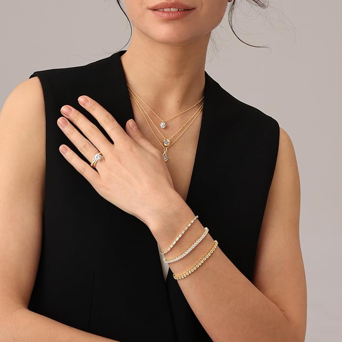 2mm Tennis Bracelet for Women Classic Baguette cut Lab Created Moissanite Stacking Dainty Bracelets in 18K Gold Plated Jewelry Gift for Her