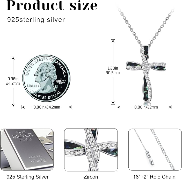 Cross Necklace for Women 925 Sterling Silver Cross Pendant Religious Christian Jewelry Faith Easter Gifts for Wife
