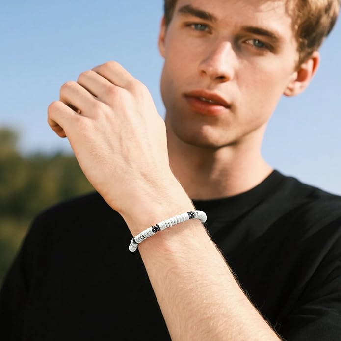 VIBILIA Healing Crystal Bracelets Beaded Bracelets for Men Women Natural Stone Adjustable Bracelets Unique Gifts for Father Son Grandfather Brother Friend