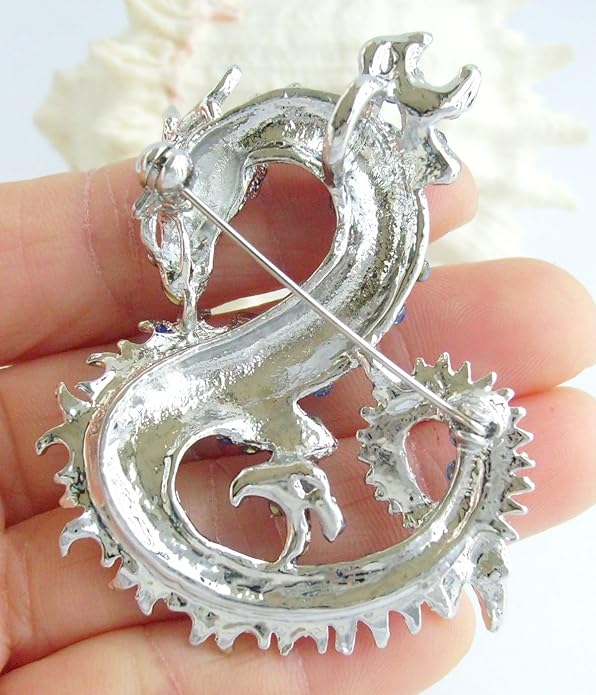 Art Style 2.36" Dragon Brooch Pin Pendant Austrian Crystal BZ2980