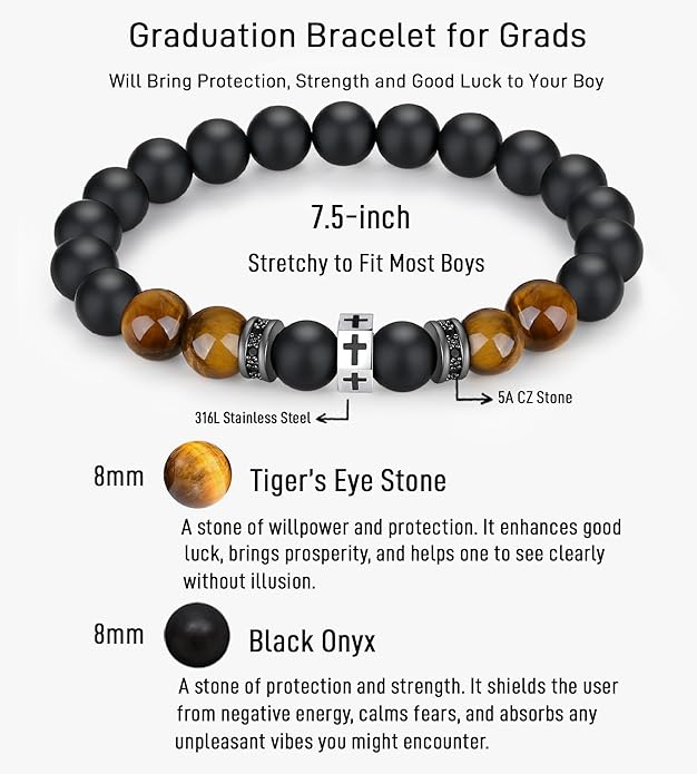 TONY & SANDY Cross Bracelet Men Cool Valentines Day Gifts for Him Teen Boys Son Grandson Nephew, Birthday Easter Christmas Gifts for Teen Boys Adults Men