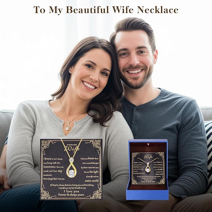 geweio 1.5CT Moissanite Infinity Pendant Necklace in Gift Box|Anniversary Wedding Gifts for Women Wife Her|S925 Sterling Silver 18K White Gold/Gold Filled|Jewelry for Birthday Christmas Valentines Day