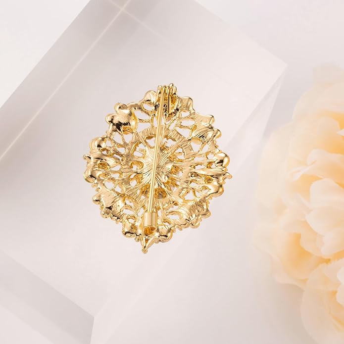 LAXPICOL Vintage Clear Austrian Crystal Brooch Pin for Women Elegant Wedding Bridal Brooches Broach Pin 1.69"*1.39"