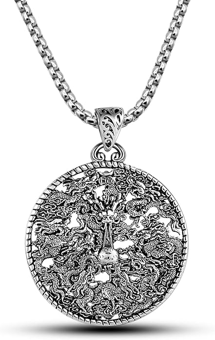 Dankadi Men 100% 925 Sterling Silver Necklace Vintage Design Dragon Pendant Silver Jewelry For Men Gift 18-28 Inch Box Chain- Italy