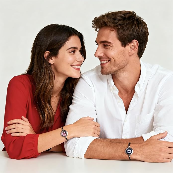 TOTWOO Long Distance Touch Bracelets for Couples, Smart Light & Vibration Love Jewelry, Long Distance Valentines Day Gifts for Him Her Women Men, One-to-One Bluetooth Pairing via App