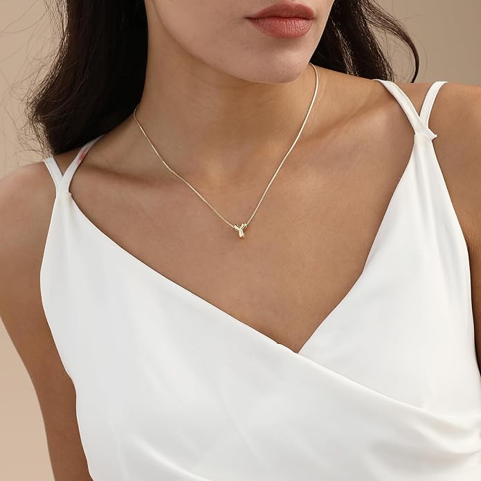 Bubble Gold Letter Necklace for Women, 14k Gold Plated Balloon Initial Necklace, Dainty Gold Necklace for Women, Personalized Bubble Pendant Name Necklace, Fashion Accessories Trendy Jewelry