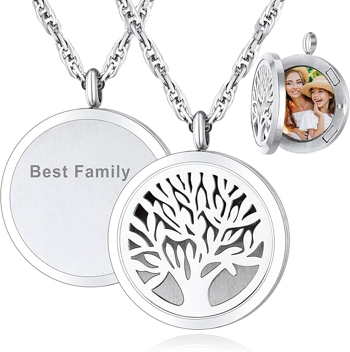 Supcare Locket Necklace That Holds Pictures-Engraved Photo Pendant Custom Jewellery Gifts for Men Women (with Jewellery Gift Box)