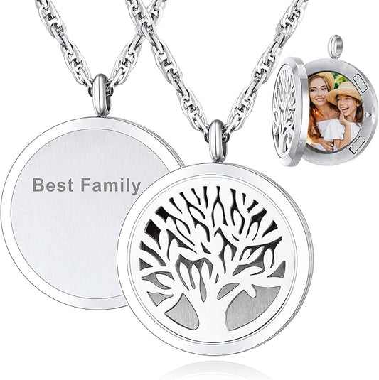 Supcare Locket Necklace That Holds Pictures-Engraved Photo Pendant Custom Jewellery Gifts for Men Women (with Jewellery Gift Box)