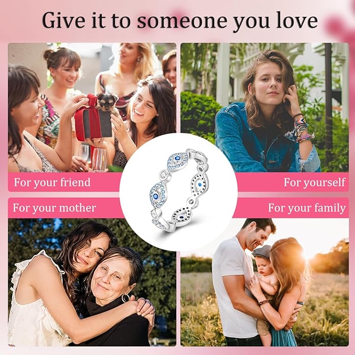 NARMO 925 Sterling Silver Rings for Women Evil Eyes Rings Entwined Line Cubic Zirconia Rings Simple Stackable Finger Rings Engagement Ring Personality Rings Size 6-9
