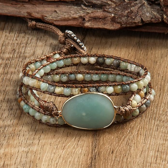 ZOSOJONA Boho Wrap Bead Bracelet for Women - Handmade Adjustable Natural Stone Beaded Bracelets Rope Yoga Healing Bracelet Bangle Hippie Jewelry
