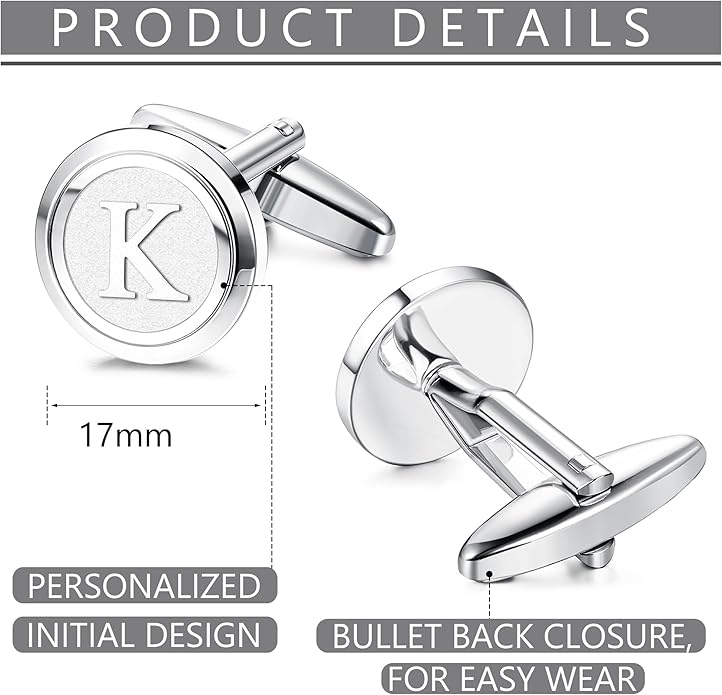 LOYALLOOK Initial Gold Cufflinks for Men Gold Cuff Links Personalized Copper CuffLinks Letter Cufflinks Gift for Groom Husband Father