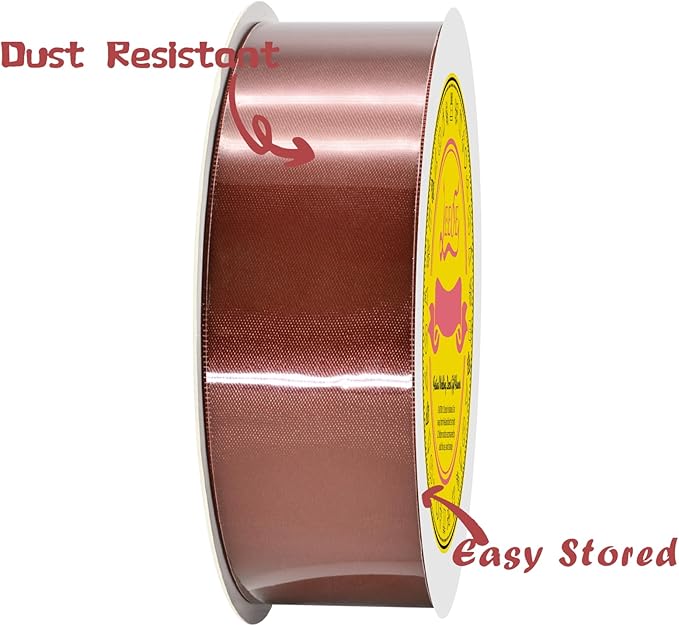 LEEQE Double Face Rust Satin Ribbon 1-1/2 inch X 50 Yards Polyester Rust Ribbon for Gift Wrapping Very Suitable for Weddings Party Hair Bow Invitation Decorations and More