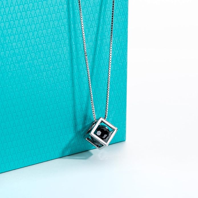 AnuClub Cushion Cut Moissanite Pendant Necklace D Color VVS1 925 Sterling Silver Refined Daily Necklace for Women with Certificate, 40+2+3cm Adjustable Chain