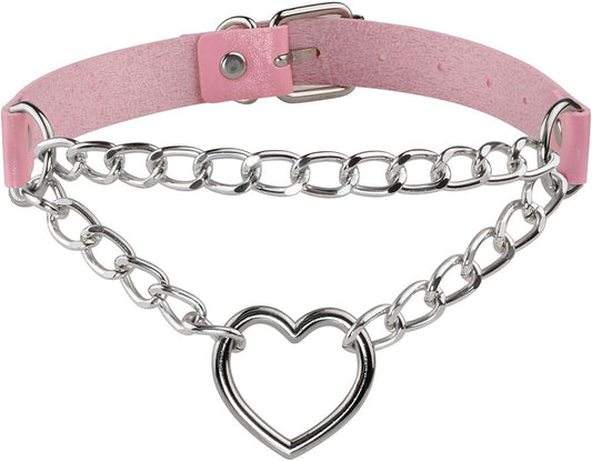 MILAKOO PU Leather Punk Choker Necklaces Circle/Heart Charm Adjustable Collar Necklace for Women