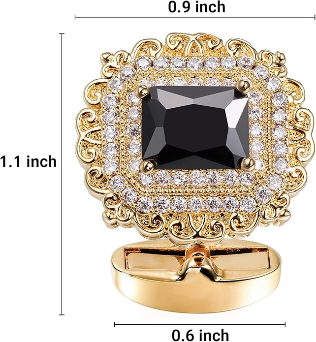 HAWSON Cufflinks for Men, Gold Diamond Crystal Cufflinks for Groom Husband Personalized Gifts, Mens Formal Wedding Business Cufflinks, Luxurious Gorgeous Cuff Links French Shirt Accessories