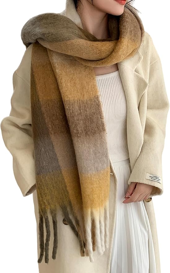 Wander Agio Winter Women Warm Scarf Long Shawl Large Scarves Cold Weather Thick Blanket Scarfs Colorful Plaid