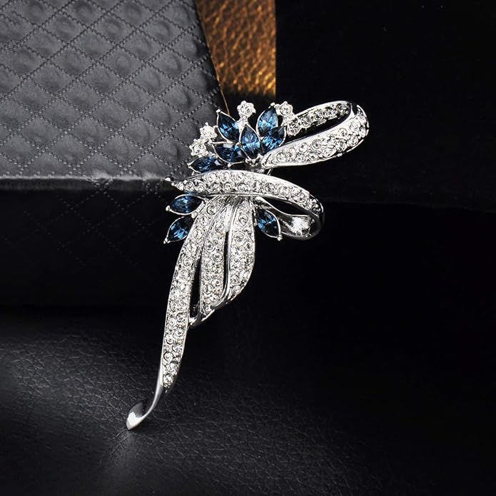 Merdia Created Crystal Brooch Fancy Vintage Style Flower Brooch Pin for Women, girls, ladies with Blue/Purple Created Crystal | Vintage Fashion | Brooches and Pins for Women | Ladies Jewelry