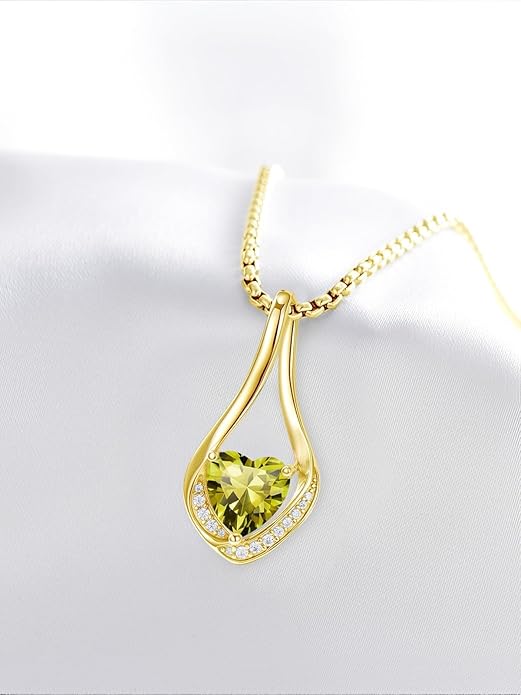 Birthstone Necklaces for Women,18k Yellow/White Gold Plated Forever Love Heart Infinity Pendant Necklace Anniversary Jewelry Christmas Birthday Gifts for Women Her Wife Girlfriend