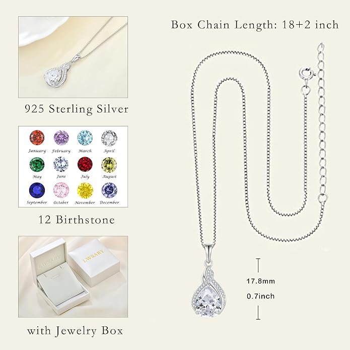 Infinity Teardrop Jewelry Set for Women Necklace & Earrings April Birthstone Jewelry