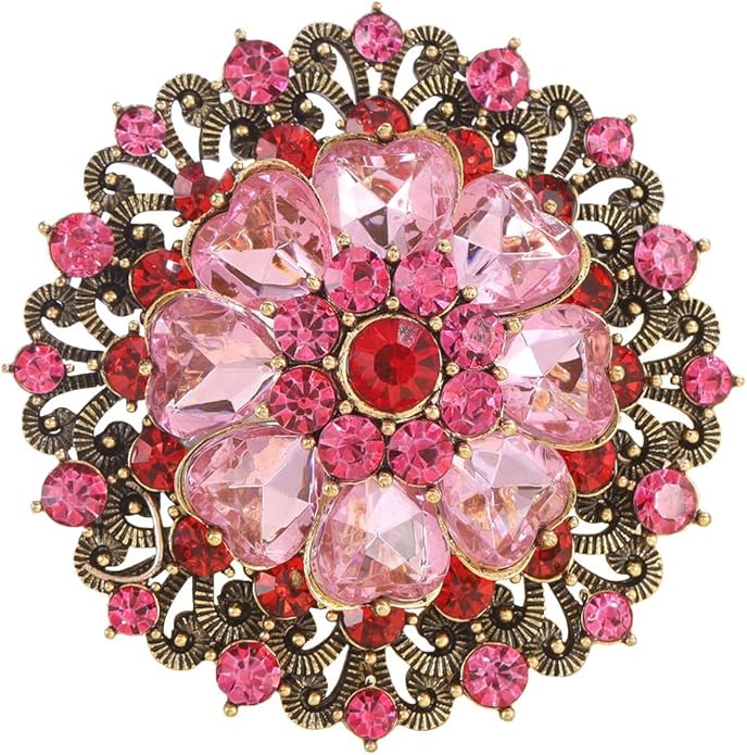 Rhinestone Flower Brooch Pin for Women Red Black Purple Flower Broochs Pin Hat Christmas Brooch Jewelry