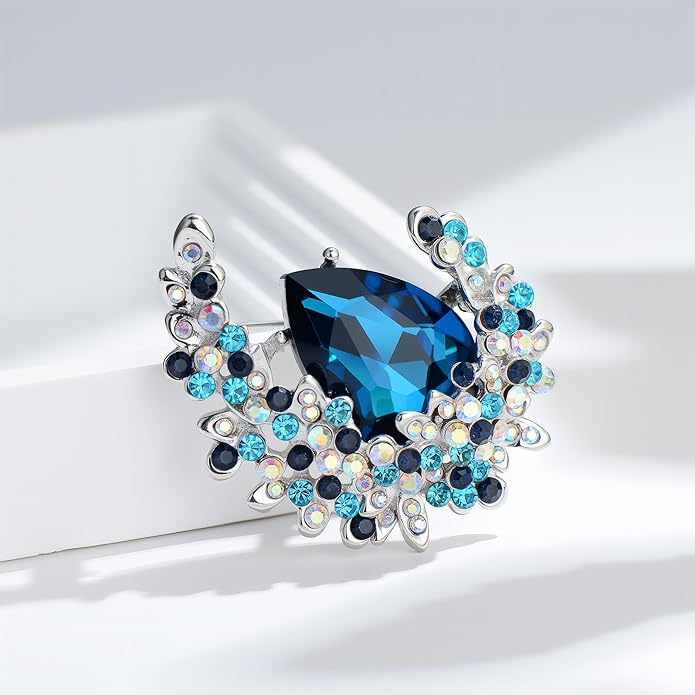 Soumimi Rhinestone Brooch Pin Crystal Brooches for Women Lapel Pin Dress Accessories Birthday Christmas Gift for Wife Mom